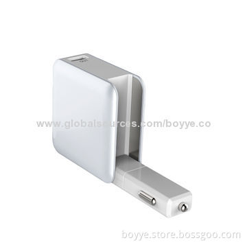 Car Charger/Portable Power Bank, 2-in-1 with USB 5V/1,000mA Output Current